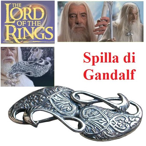 Spilla di gandalf  il bianco - riproduzione ufficiale new line cinema del film il signore degli anelli.